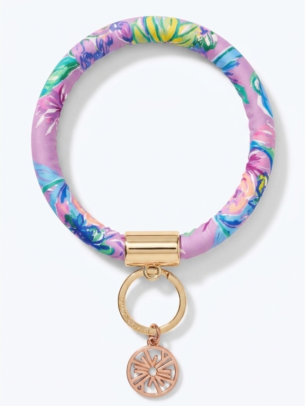 Lilly Pulitzer Mermaid In The Shade Round Keychain Lavender Floral Charm